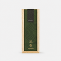 A rectangular wooden incense box with a dark green lid with the words Hitotoki Agarwood printed on it, shown on a clean white background.