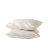 Brushed Cotton Pillow Cases | Ivory - Camel Stripe Pillow Case Candor - Fernanda Mereles Obakki