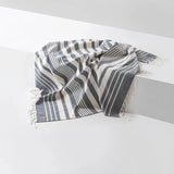 Cotton Throw | Ivory / Navy Blankets & Throws Candor - Fernanda Mereles Obakki