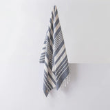 Cotton Throw | Ivory / Navy Blankets & Throws Candor - Fernanda Mereles Obakki