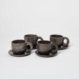 Marble Mug + Saucer | Set of 4 Vases + Planters Black Marble