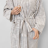 Turkish Linen Robe | Grey Stripe Textiles 