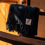 Turkish Linen Towel | Solid Black Towels Mizar & Alcor Obakki
