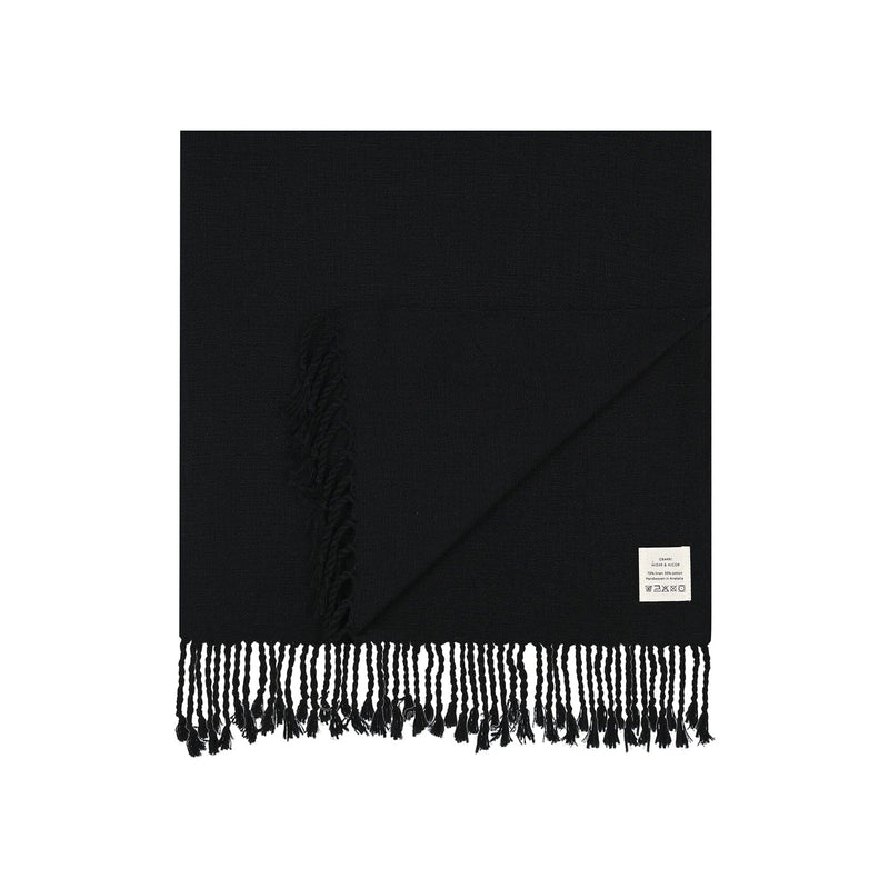 Turkish Linen Towel | Solid Black Towels Mizar & Alcor Obakki