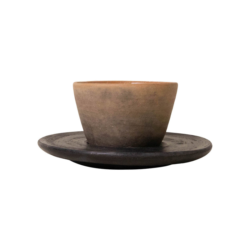 Oaxacan Clay Espresso Cup & Saucer - Drinkware by Ana Beatriz | Obakki