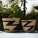 Extra Small Woven Basket Baskets Natural/Burnt Purple XS 
