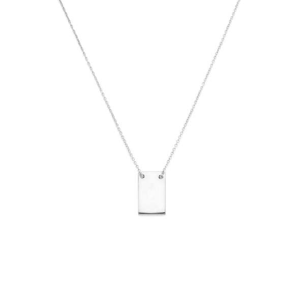 Rectangle Pendant Necklace Jewelry Silver Plated 