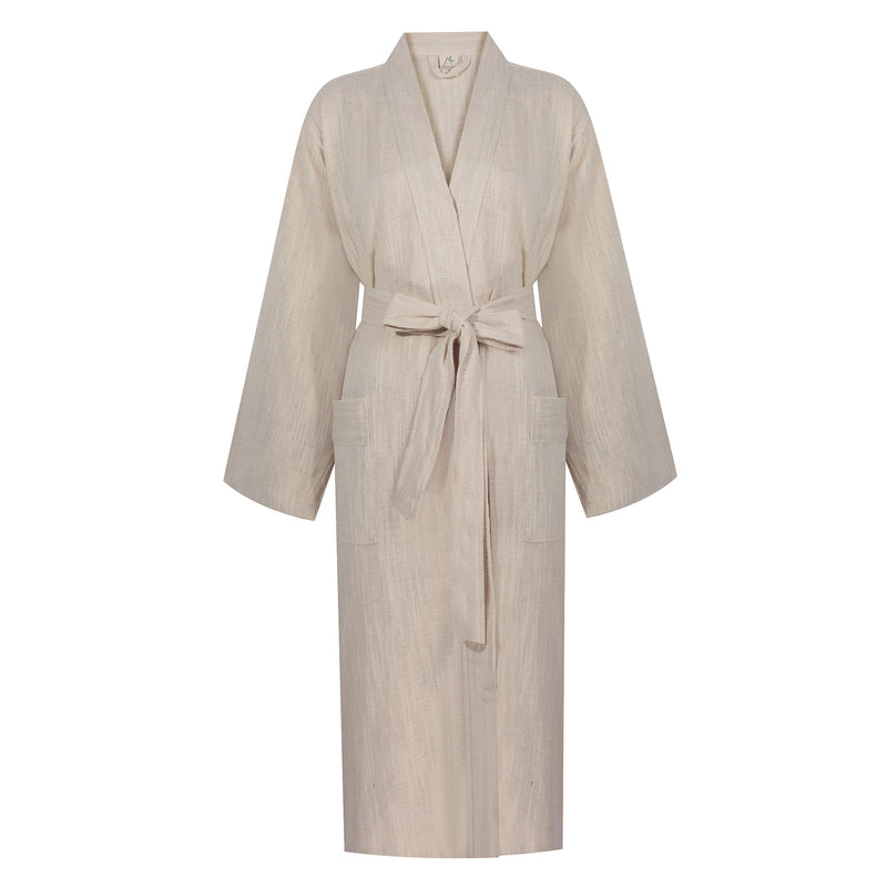 Turkish Linen Robe | Natural - Robes by Mizar & Alcor | Obakki