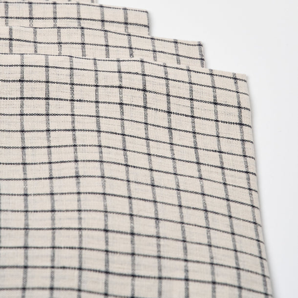 Linen Hand Towel | Navy Plaid_Fog Linen Work_201-60-2169-073Navy / IvorySingle Towel | Obakki