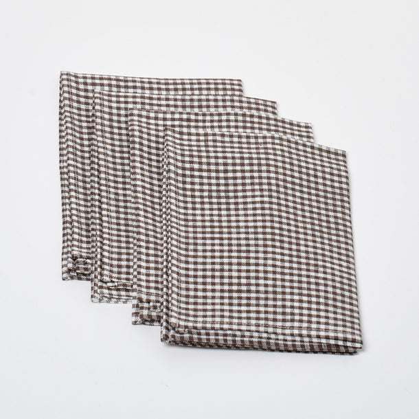 Linen Hand Towel | Checker_Fog Linen Work_201-60-2170-073Brown / IvorySet of 4 | Obakki