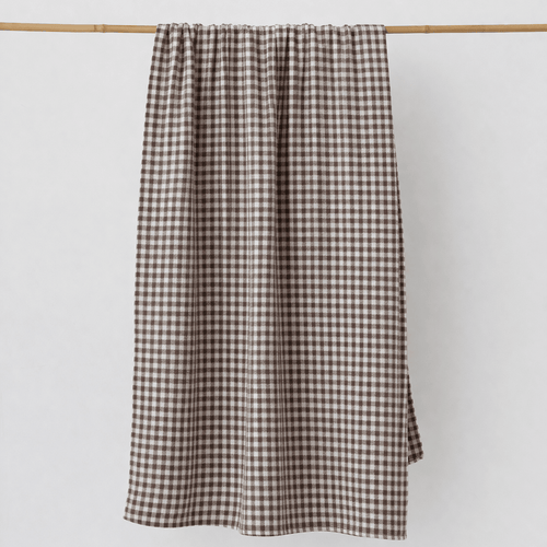Linen Hand Towel | Checker_Fog Linen Work_201-60-2170-073Brown / IvorySingle Towel | Obakki