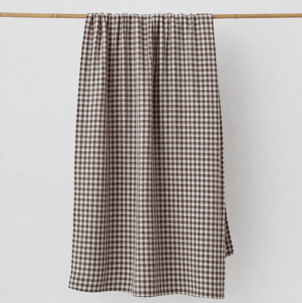 Linen Hand Towel | Checker_Fog Linen Work_201-60-2170-073Brown / IvorySingle Towel | Obakki