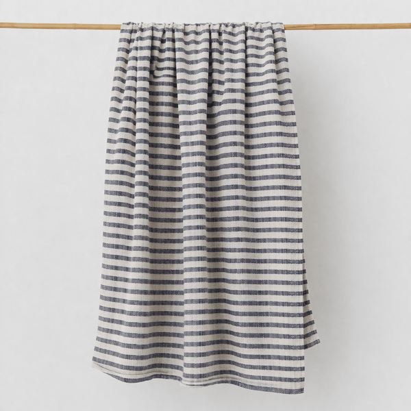 Linen Hand Towel | Navy Stripe_Fog Linen Work_201-60-2171-073NAVYSTRIPESingle Towel | Obakki