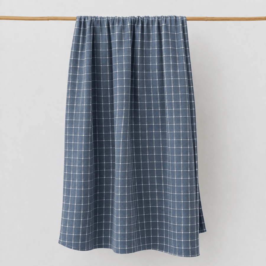 Linen Hand Towel | Ivory Plaid_Fog Linen Work_201-60-2173-073Navy / IvorySingle Towel | Obakki
