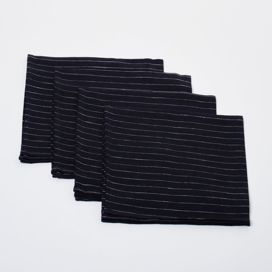 Linen Napkin Set of 4 | Cream Stripe_Fog Linen Work_201-60-2175-073NavyOS | Obakki