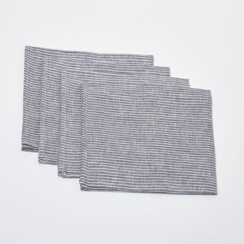 Linen Napkin Set of 4 | Grey Stripe_Fog Linen Work_201-60-2177-073GRYSTRIPEOS | Obakki