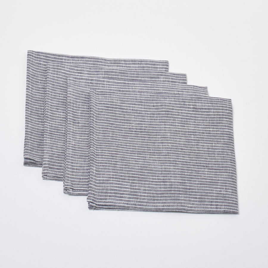 Linen Napkin Set of 4 | Grey Stripe_Fog Linen Work_201-60-2177-073GRYSTRIPEOS | Obakki