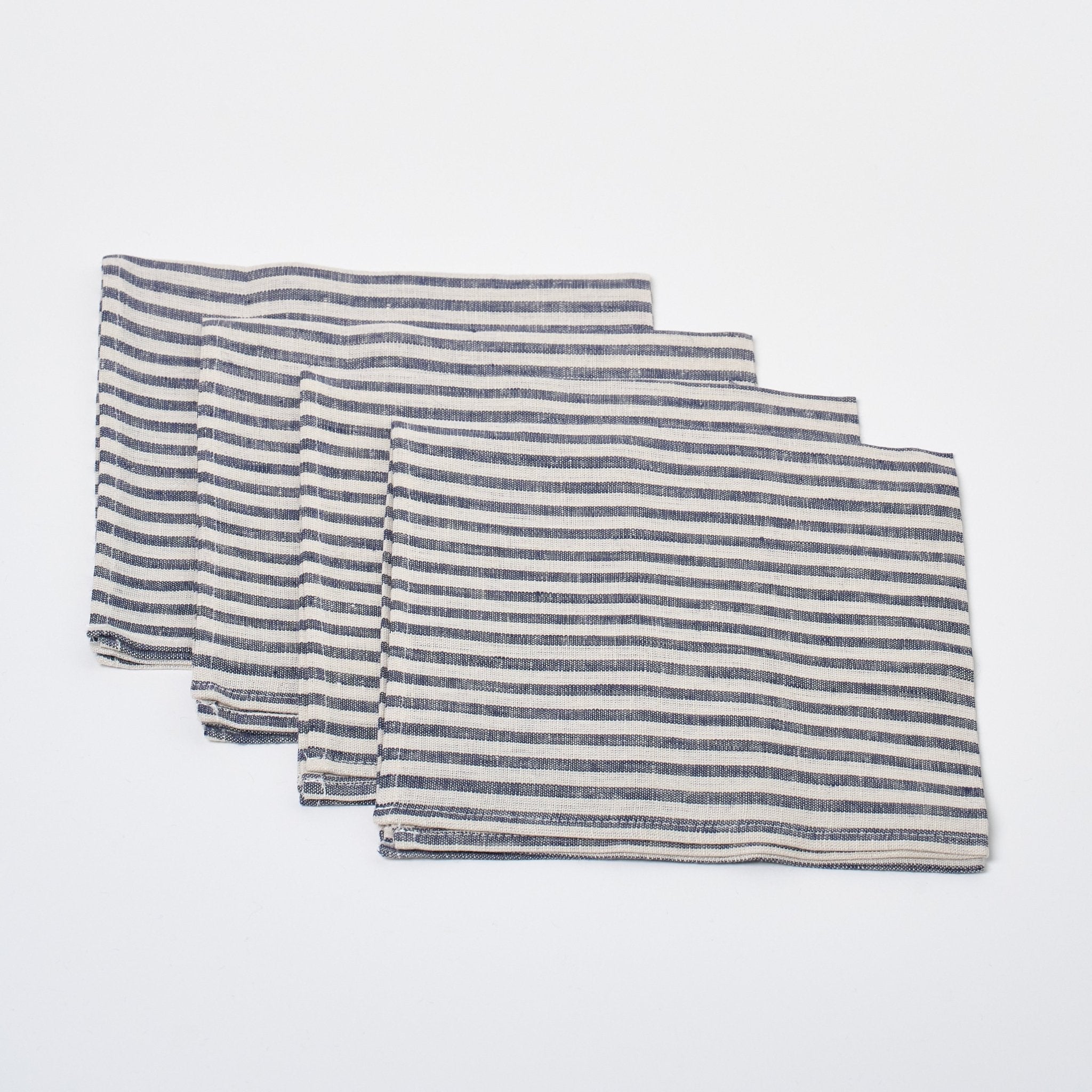 Linen Napkin Set of 4 | Navy Stripe_Fog Linen Work_201-60-2178-073Navy / IvoryOS | Obakki