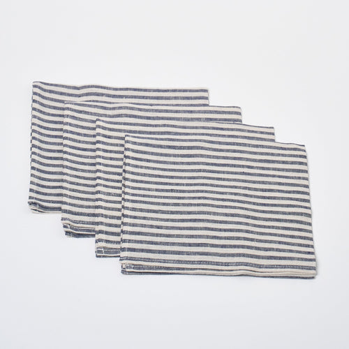 Linen Napkin Set of 4 | Navy Stripe_Fog Linen Work_201-60-2178-073Navy / IvoryOS | Obakki