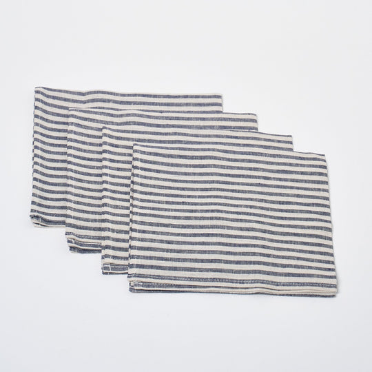 Linen Napkin Set of 4 | Navy Stripe_Fog Linen Work_201-60-2178-073Navy / IvoryOS | Obakki