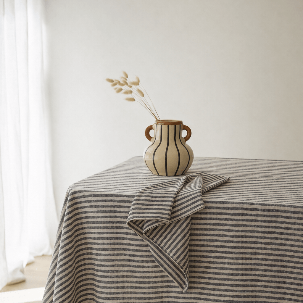 Linen Table Cloth S | Navy Stripe_Fog Linen Work_201-60-2179-073Navy / IvoryOS | Obakki