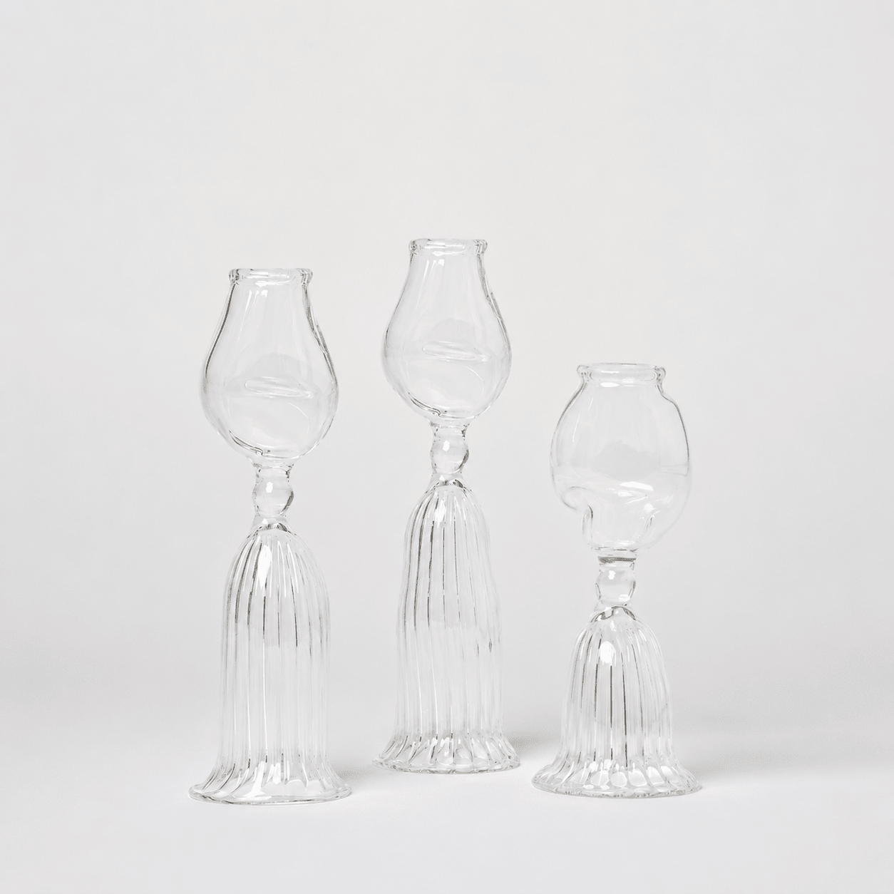 Candle Holders Artisan Shaped Glass Candle Holder | Set of 3 from Obakki
