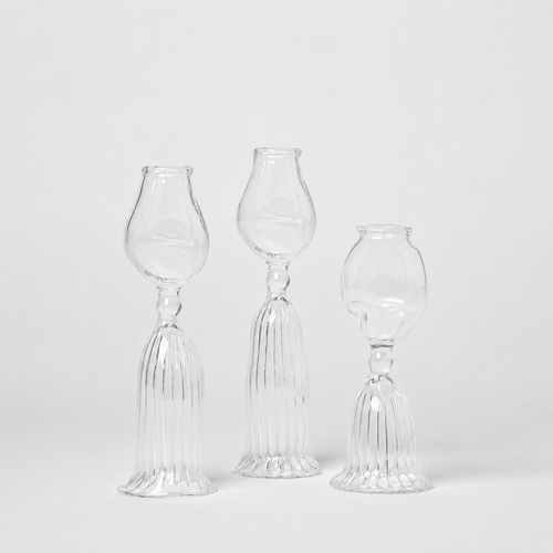 Candle Holders Artisan Shaped Glass Candle Holder | Set of 3 from Obakki