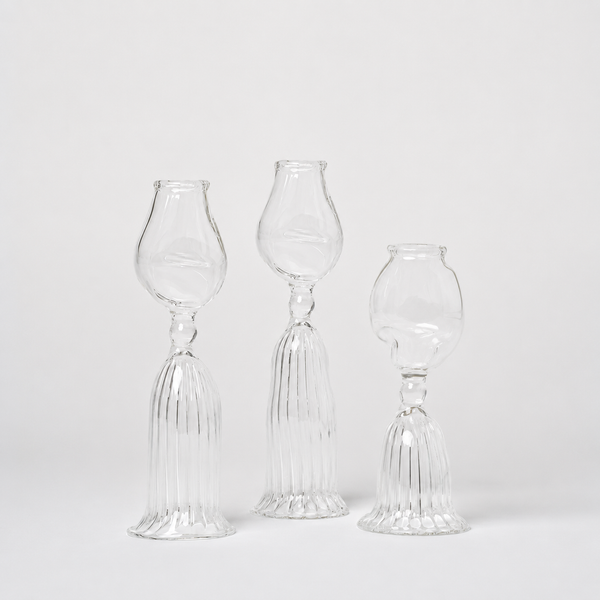 Artisan Shaped Glass Candle Holder | Set of 3