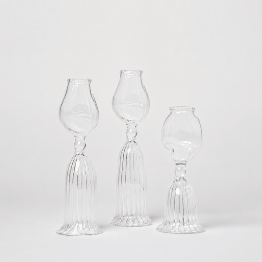 Candle Holders Artisan Shaped Glass Candle Holder | Set of 3 from Obakki