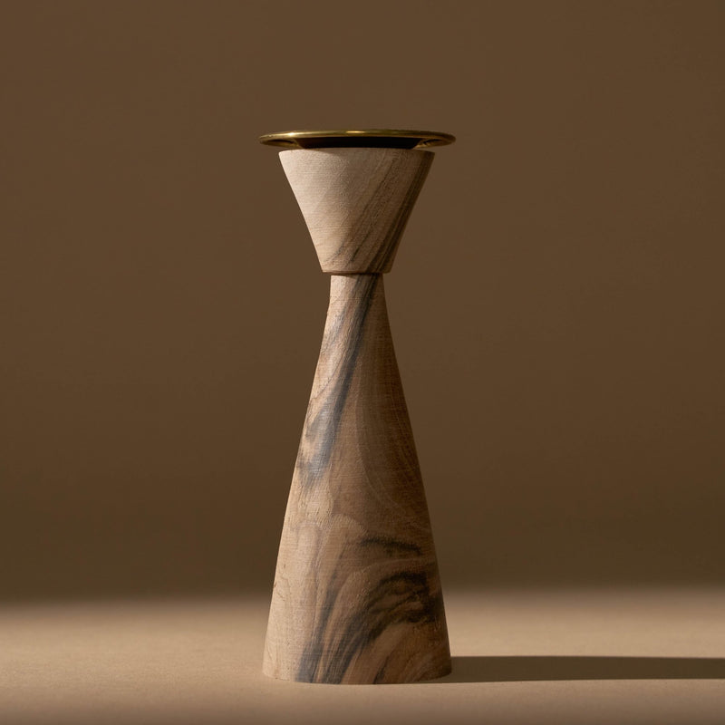 5" Walnut Candle Holder | Modern - Accents + Decor by Lahcen | Obakki