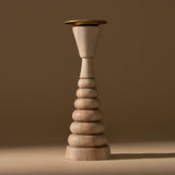 6" Walnut Candle Holder | Tapered Stack - Accents + Decor by Lahcen | Obakki