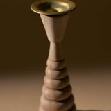 6" Walnut Candle Holder | Tapered Stack - Accents + Decor by Lahcen | Obakki