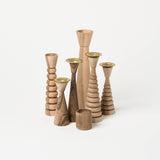 8" Walnut Candle Holder | Tapered Stack - Accents + Decor by Lahcen | Obakki