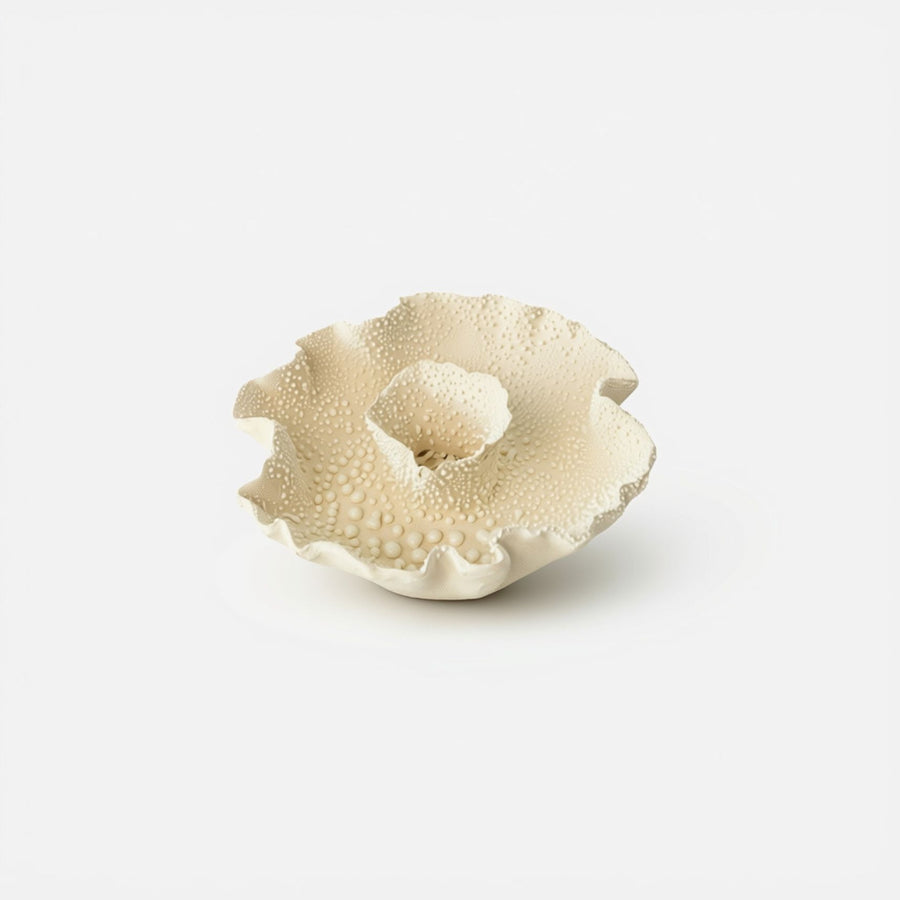 Candle Holders Ruffle Candle Bowl | White Lichen from Obakki
