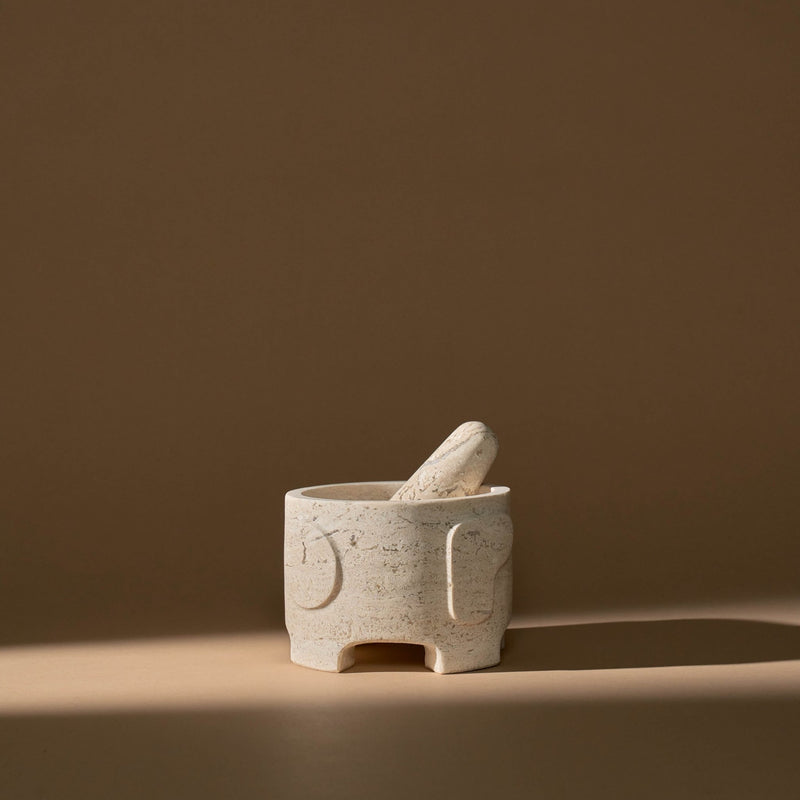 Ara Mortar and Pestle | Travertine Mortar + Pestles Ayres Obakki