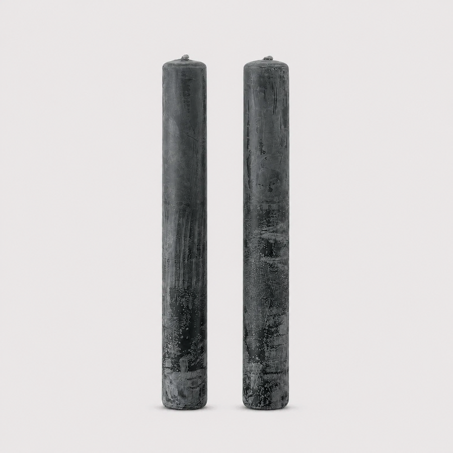 Pillar Candle Set of 2 | Unscented Black