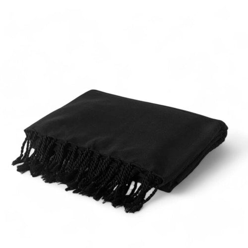 Brushed Cotton Bedspread | Deep Black Blankets & Throws Candor - Fernanda Mereles Obakki
