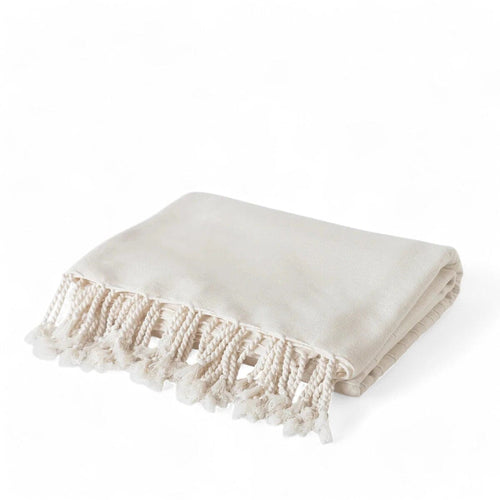 Brushed Cotton Bedspread | Ivory Blankets & Throws Candor - Fernanda Mereles Obakki