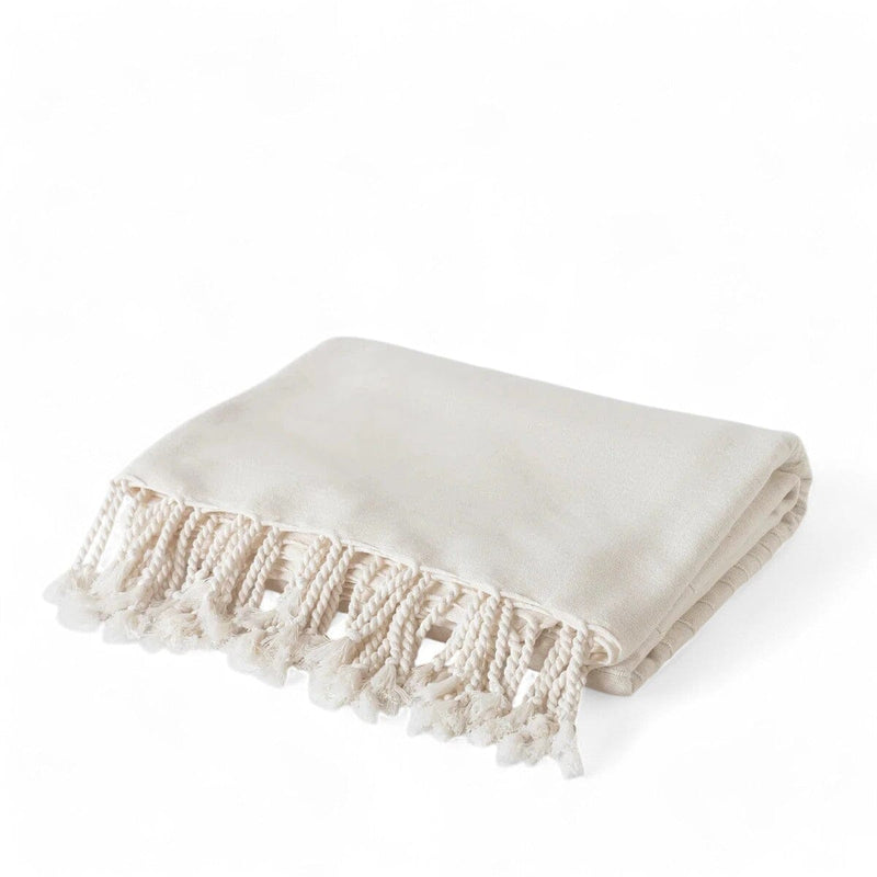 Brushed Cotton Bedspread | Ivory Blankets & Throws Candor - Fernanda Mereles Obakki