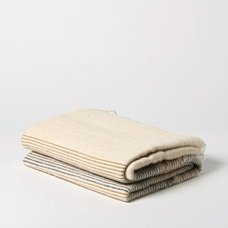 Camel Hair Blanket | Ash & Tan Saqifa Stripe - Home Textiles by Hassan | Obakki