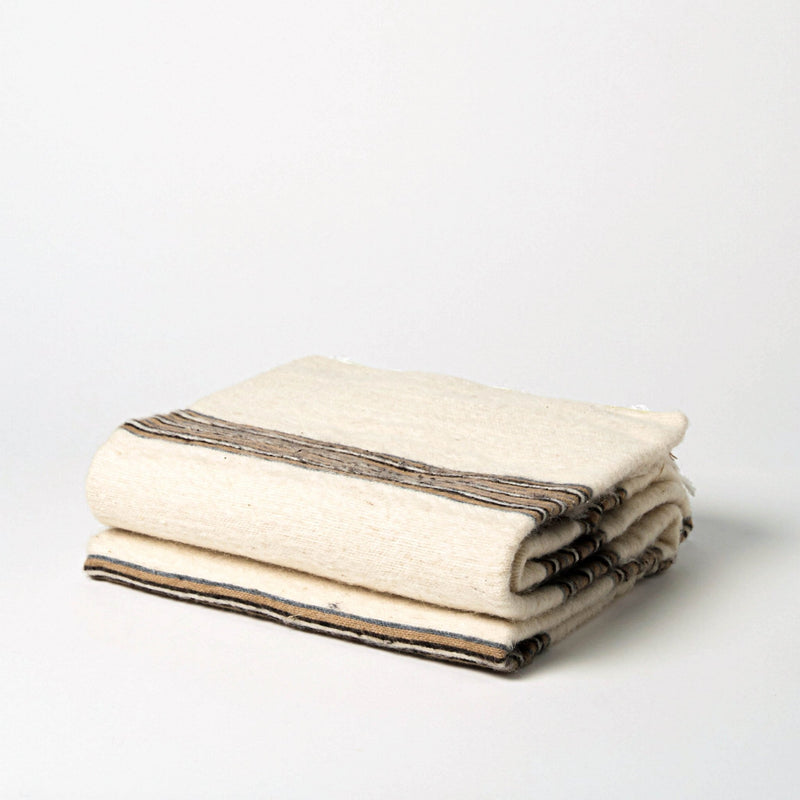 Camel Hair Blanket | Ash & Zanaqa Stripe - Home Textiles by Hassan | Obakki