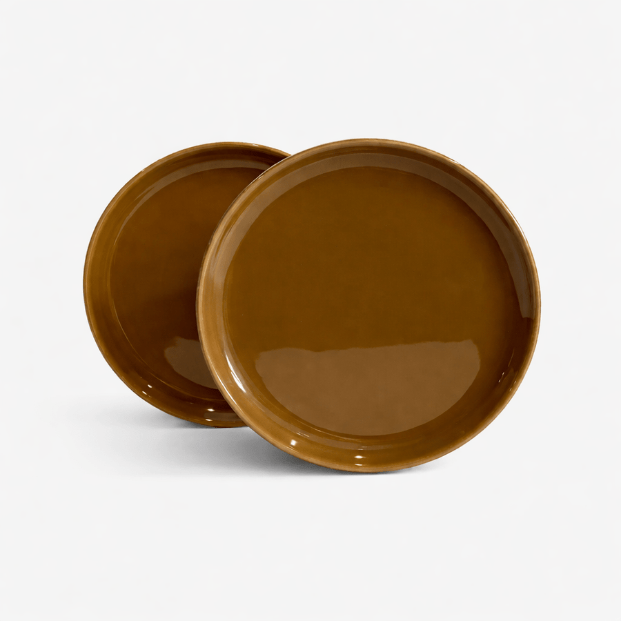 Flat Dinner Plate | Set of 2_R+D.Lab_201-54-0395-158Ocher Tan2Set | Obakki