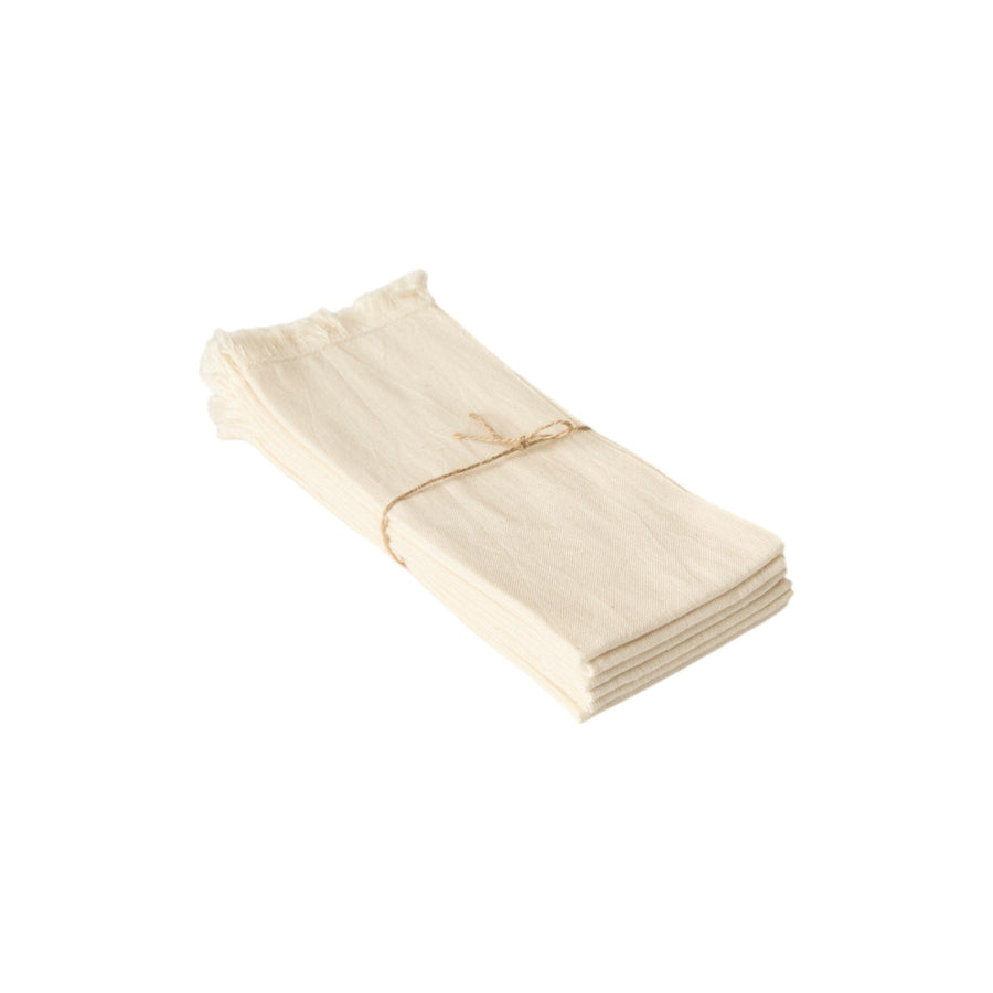 Fringed Cotton Napkins | Set of 6_Artisans of Teotitlán_201-64-1724-079WhiteOS | Obakki
