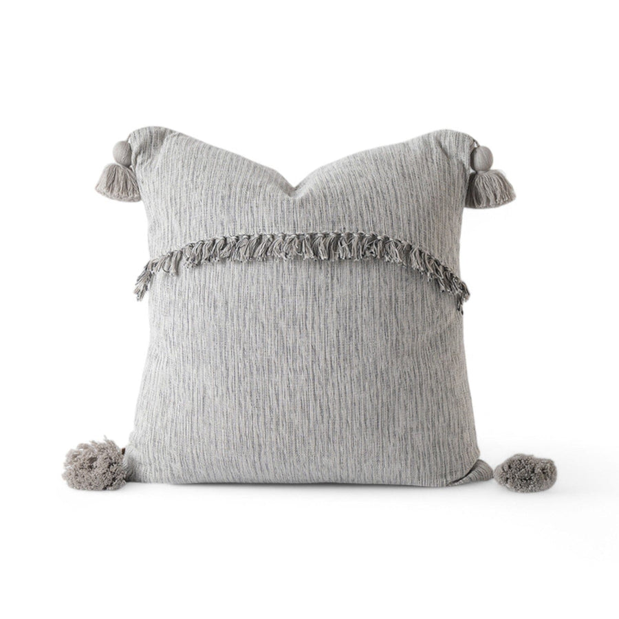 Fringed Pom Cushion Cover | 20"_Candor - Fernanda Mereles_201-60-1745.1-075Deep Black / Cool greyOS | Obakki