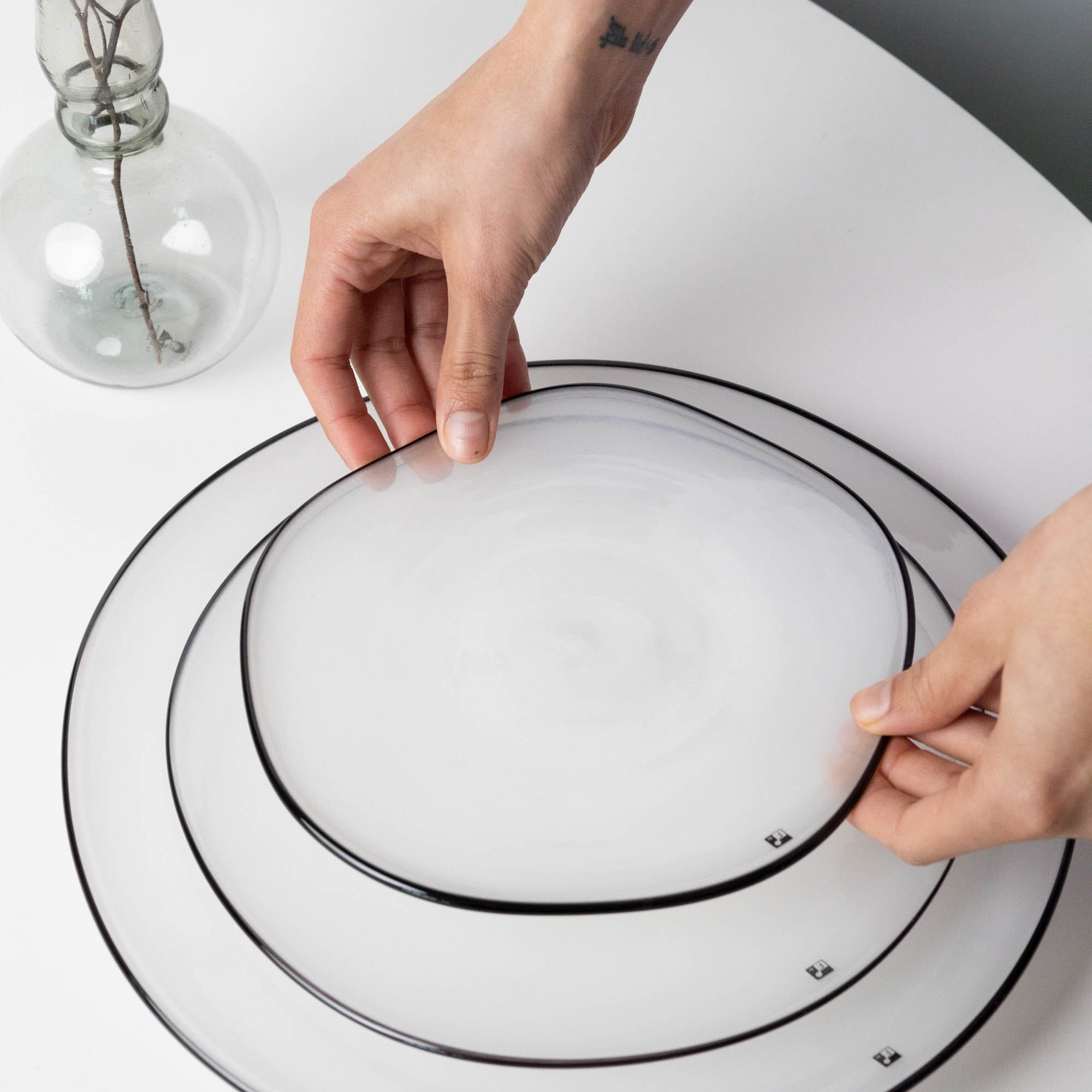 Glass Haze Plate | Ivory - Plates by Studio Fresco | Obakki