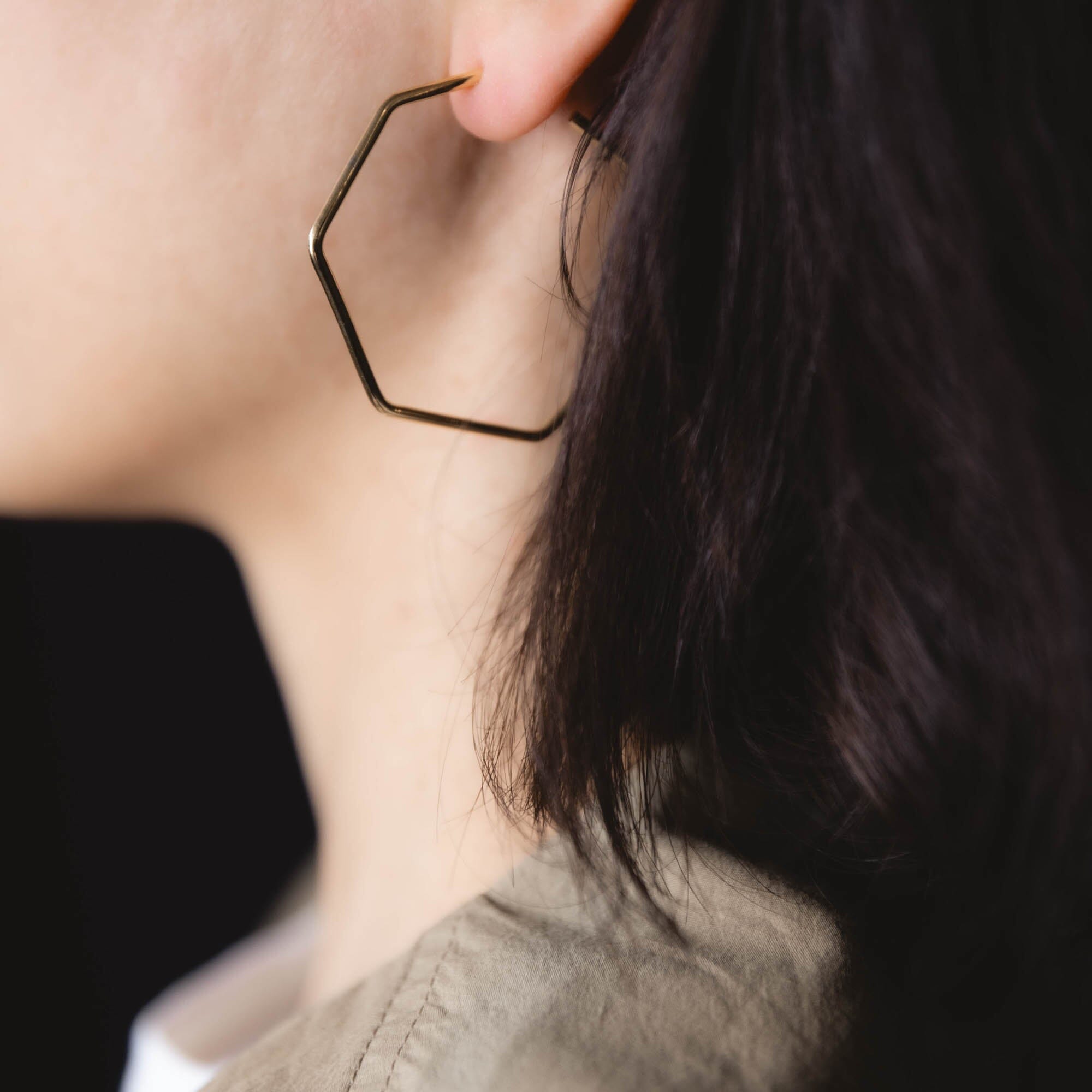 Hexagon Earrings | Large Earring Victorious Crafts Obakki