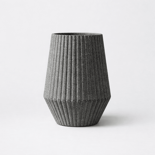 Textured gray vase handcrafted by mexican artisan on a white background at obakki