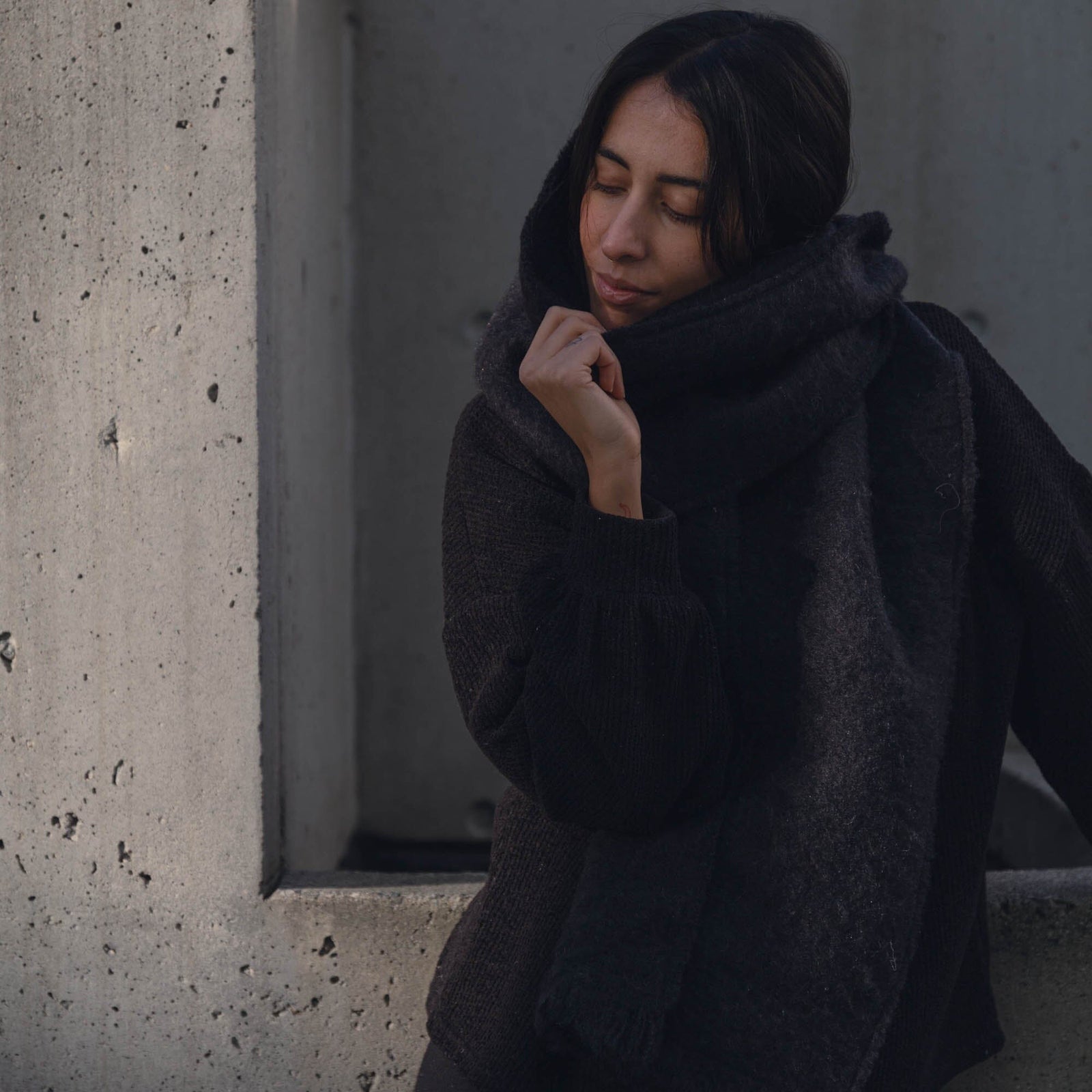 Mohair Scarf Black – Obakki