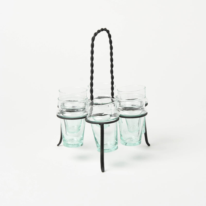 Moroccan Beldi Glass Set | Clear - Drinkware by Said at Alcantara - Frederic | Obakki