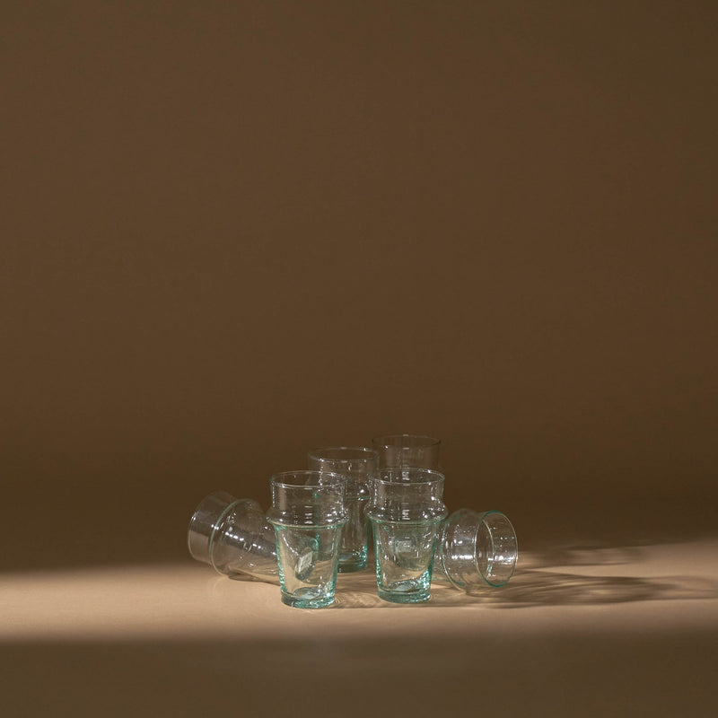 Moroccan Beldi Glass Set | Clear - Drinkware by Said at Alcantara - Frederic | Obakki